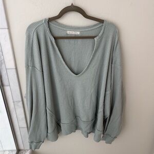 Free People Long Sleeve Top in Light Gray